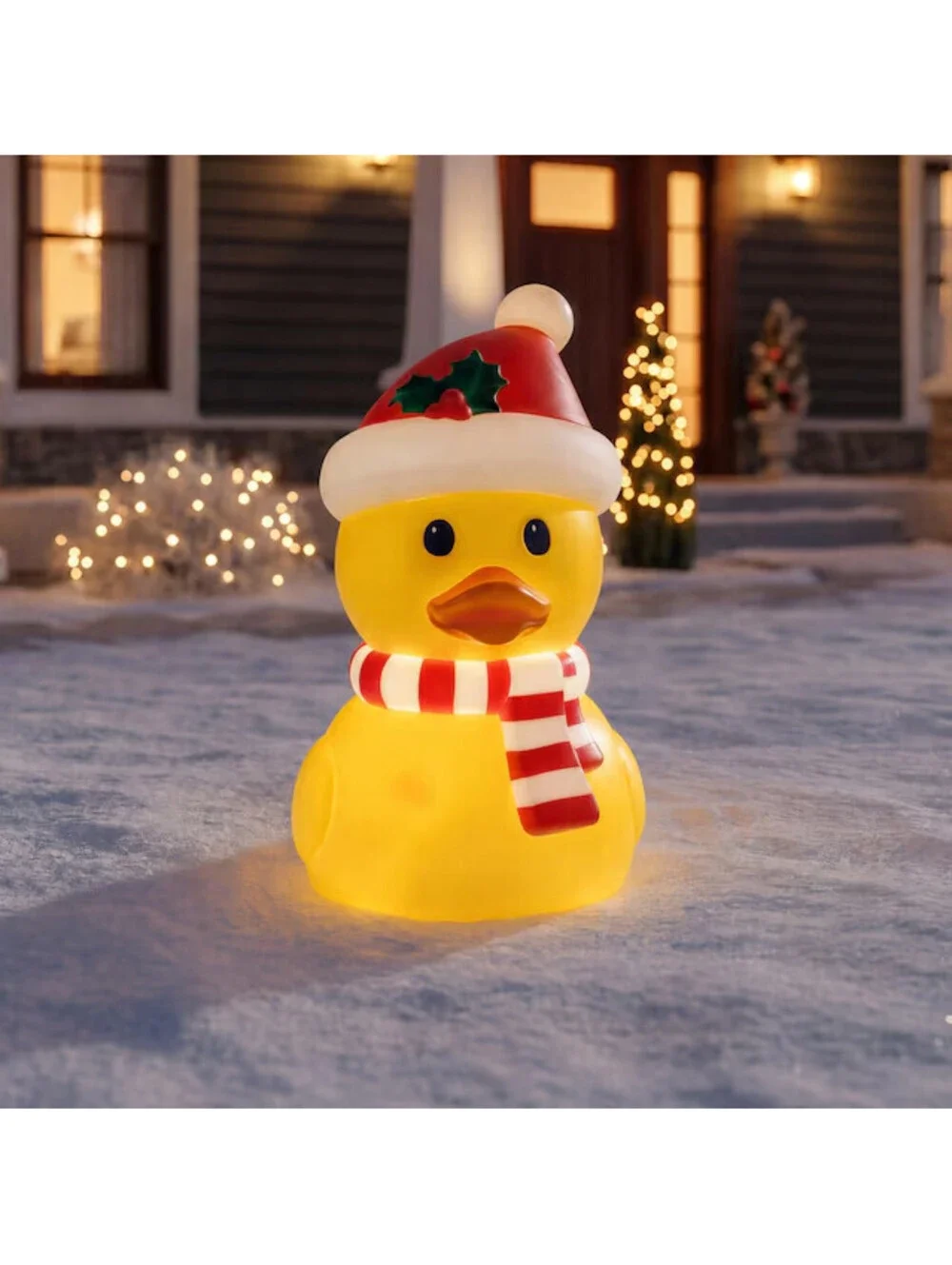Holiday Living 22-in LED Christmas Rubber Duck Blow Mold Jeep Retro Vintage